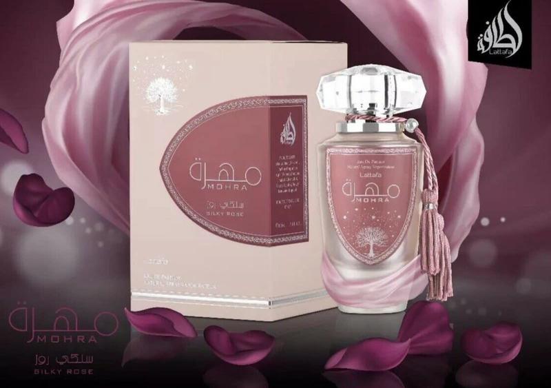 Perfume Lattafa Mohra Silky Rose EDP 100mL para unissex - Perfume